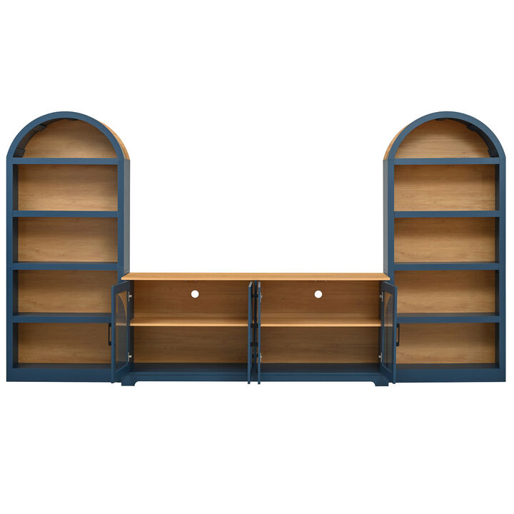 TATEUS Glass Door TV Stand