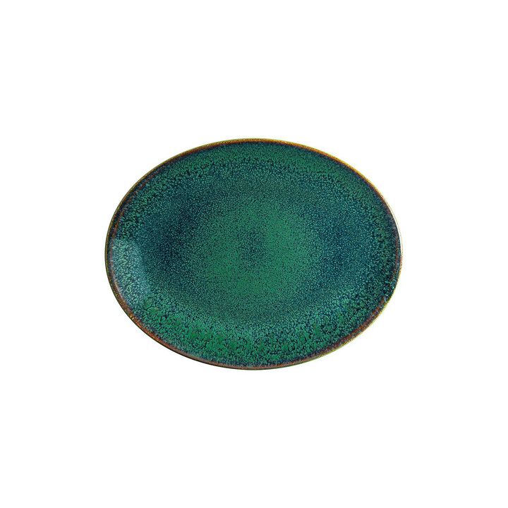 Mar 12.25" x 9.5" x h:1" Oval Blue Porcelain Platter