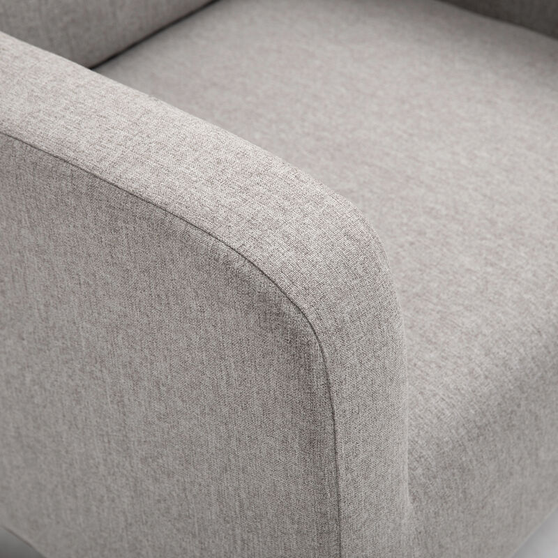 Breathable Linen Fabric Side Chair/Living Room Chair with Thick Padded Seats
