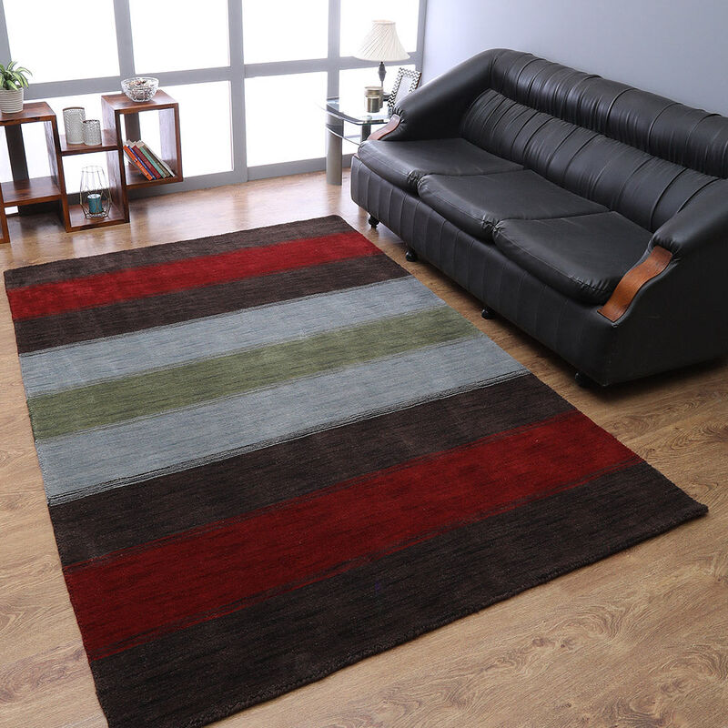 RUGSOTIC CARPETS HAND KNOTTED LOOM WOOL ECO-FRIENDLY AREA RUGS  - Rectangle, Contemporary Modern Design, High Pile Handmade Anti Skid Rugs for Living Room (L00098) image number 1