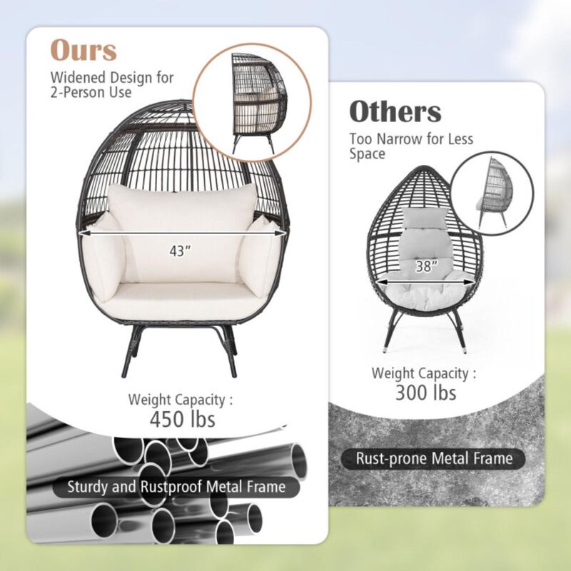 Hivvago Oversized Patio Rattan Egg Lounge Chair with 4 Cushions