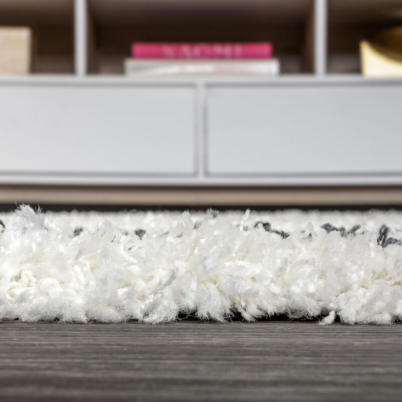 Gabrielle Mercer Shag Plush Tassel Moroccan Geometric Trellis Area Rug