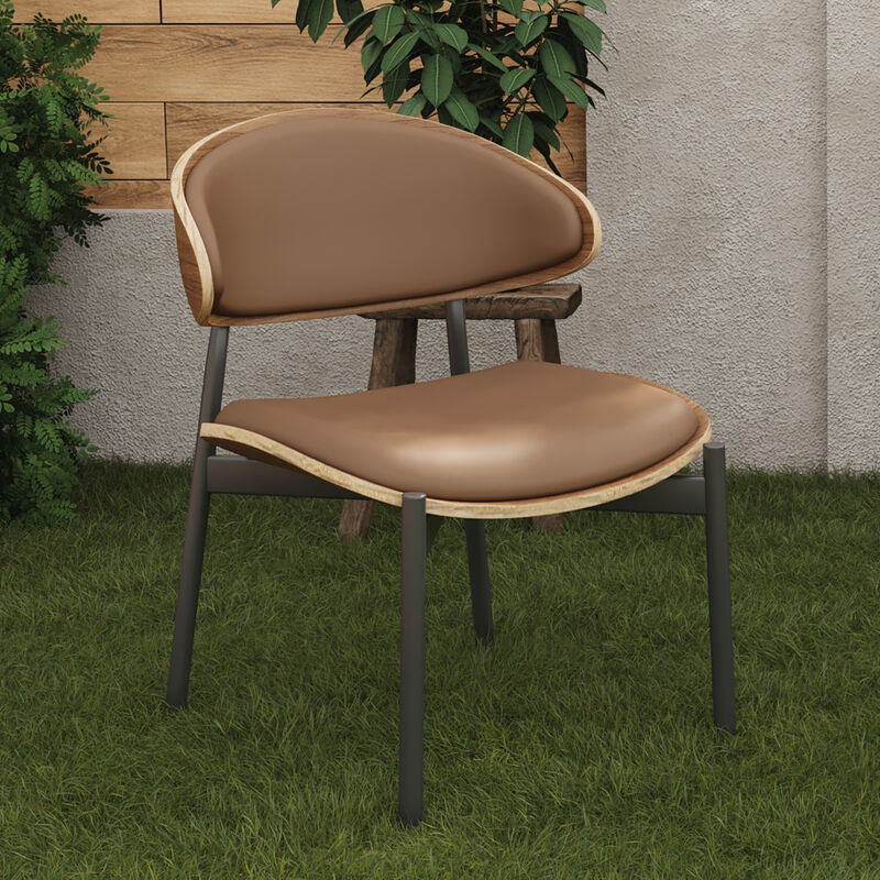 Leather Dining Chair with Wooden Frame & Metal Legs 2-piece 20.47"