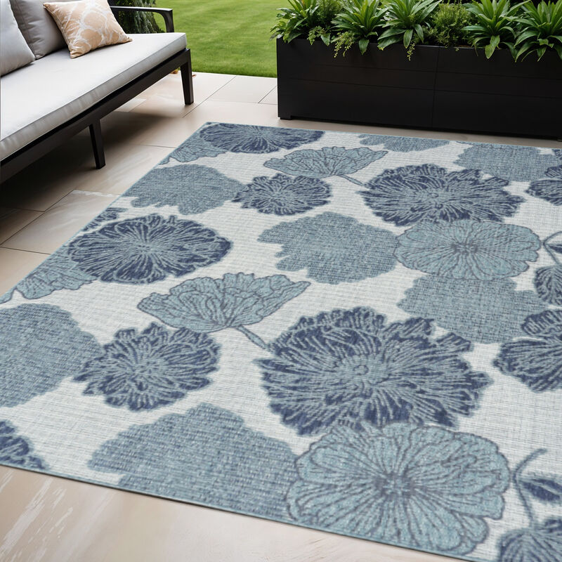 HomeRoots Floral Indoor Outdoor Area Rug image number 1