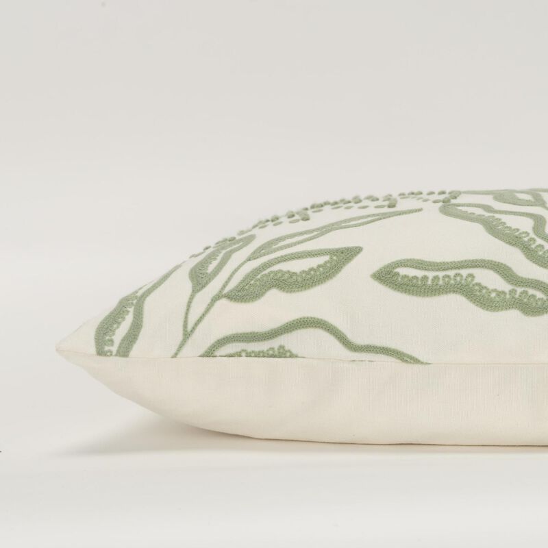 14" x 26" Green & Ivory Poly Filled Pillow