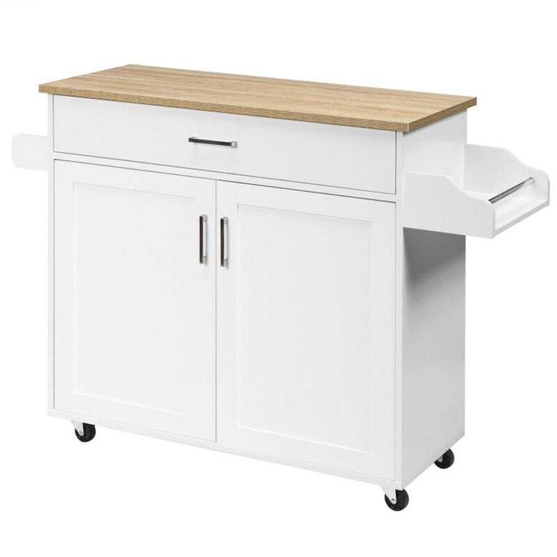 Hivvago Rolling Kitchen Island Cart with Towel and Spice Rack