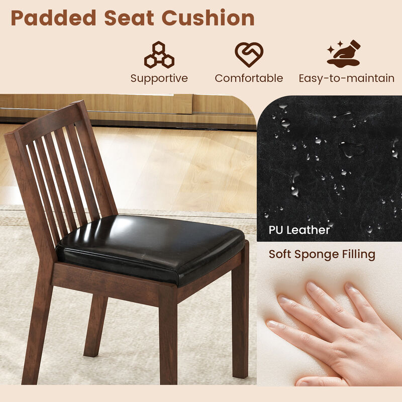 Set of 4 Padded Dining Chairs with PU Leather Upholstery and Wood Legs image number 6
