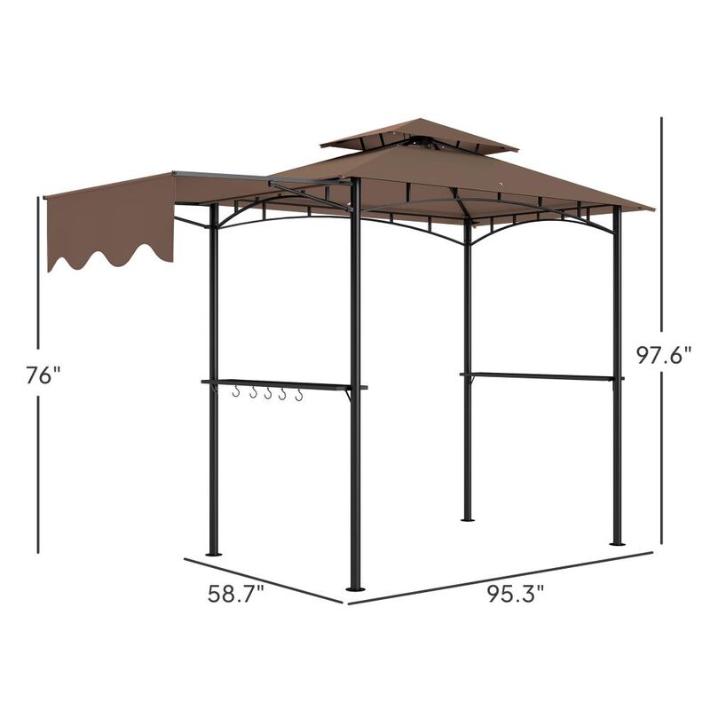 Hivvago 8x5 BBQ Gazebo with Shelves and Hooks image number 2