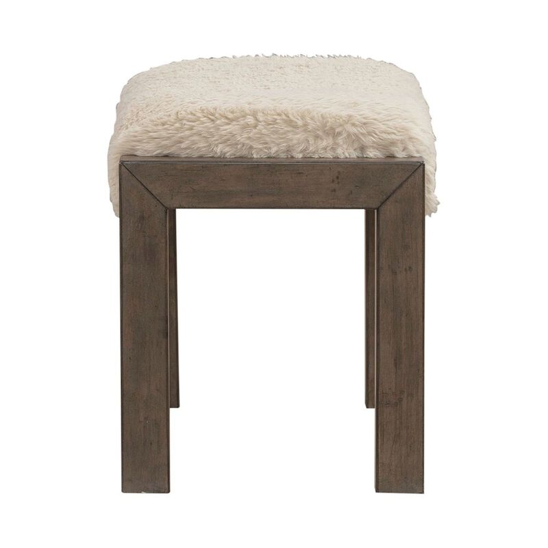 Liberty Furniture Broadmore Upholstered Console Stool - Faux Sheepskin - Cobblestone Brown image number 3
