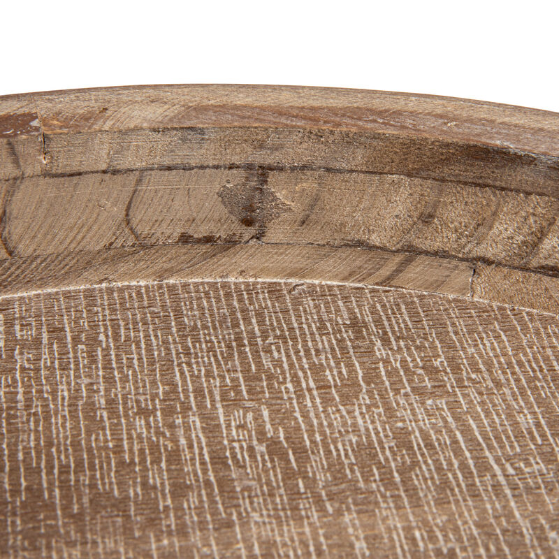 Round Decorative Wood Tray, Whitewashed image number 5