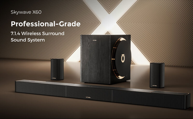 ULTIMEA Skywave Series 7.1.4ch Professional Wireless Surround Sound System for TV w/Dolby Atmos, 840W Sound Bar with 8" Wireless Subwoofer image number 3