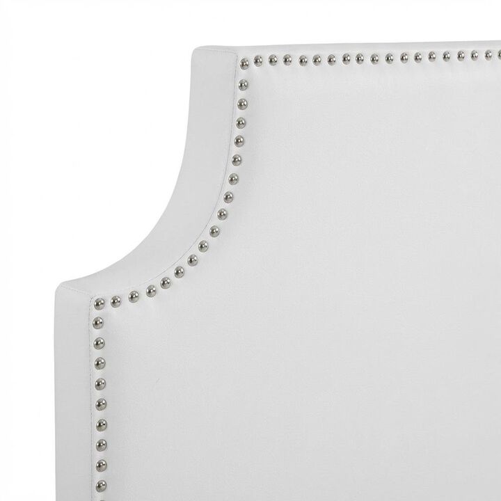 Upholstered Vinyl Queen Headboard in Neutral Tone with Durable Padding