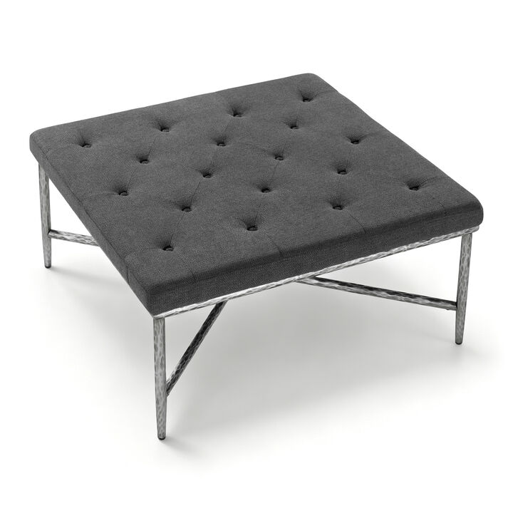 Merax Premium Soft Chenille Ottoman with Elegant Tufted Surface, Durable Metal Construction