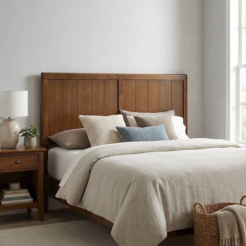 Wood Full Headboard with Solid Construction and Easy Wall Mount Design image number 3