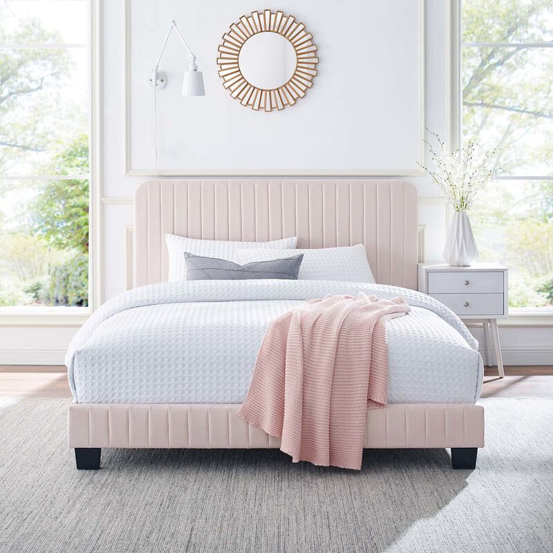 Celine Channel Tufted Performance Velvet Twin Platform Bed image number 5