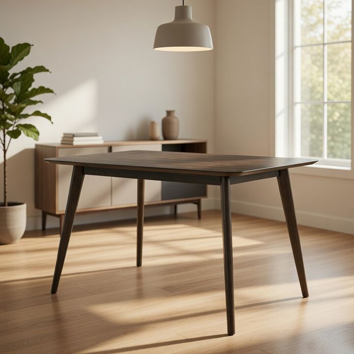 Roxy Counter Height Table, 60 Inch Rectangular Top, Walnut Brown Wood