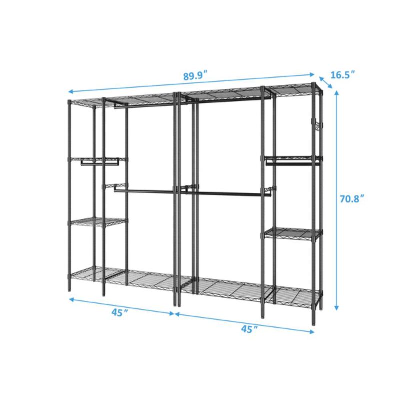 Portable Closet Organizer Garment Rack with Clothes Hanger & Home Shelf for Storage image number 4