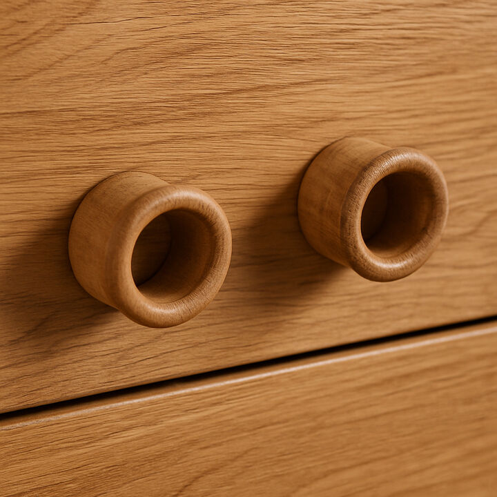 HomeRoots Set of Two Brown Wood Round Open Circle Drawer Pull Knobs