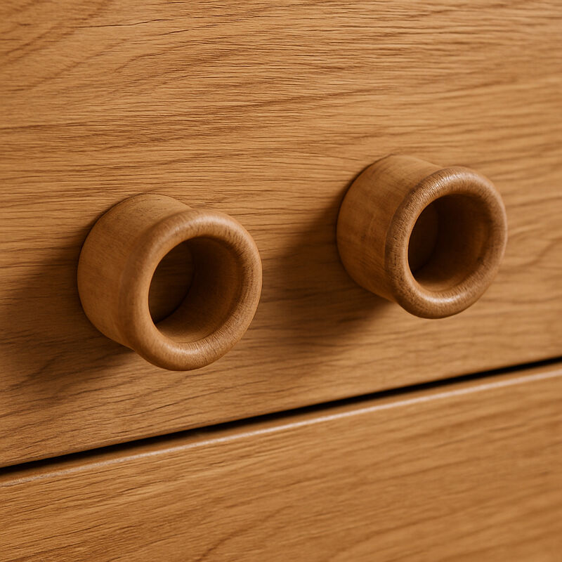 HomeRoots Set of Two Brown Wood Round Open Circle Drawer Pull Knobs image number 1