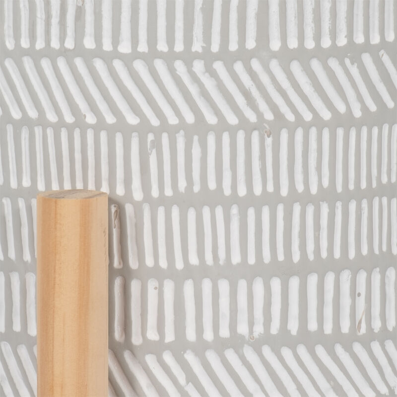 6" Ceramic Tribal Planter with Wood Stand, Beige