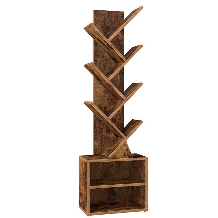 Modern Tree Shape Bookshelf with Cabinet Doors Storage Unit