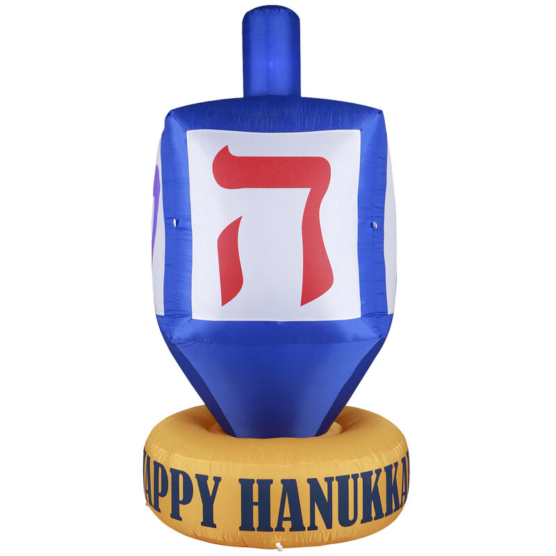 Giant Hanukkah Inflatable Dreidel - Yard Decor with Built-in Bulbs, Tie-Down Points, and Powerful Built in Fan