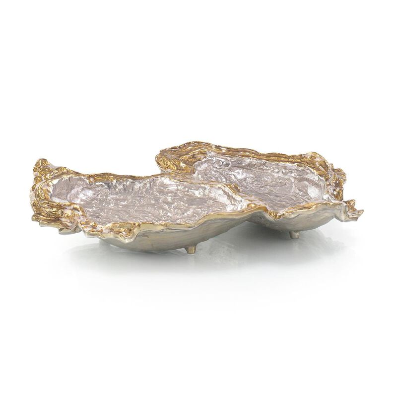 Double Oyster Bowl in Gold and Silver Enamel image number 0