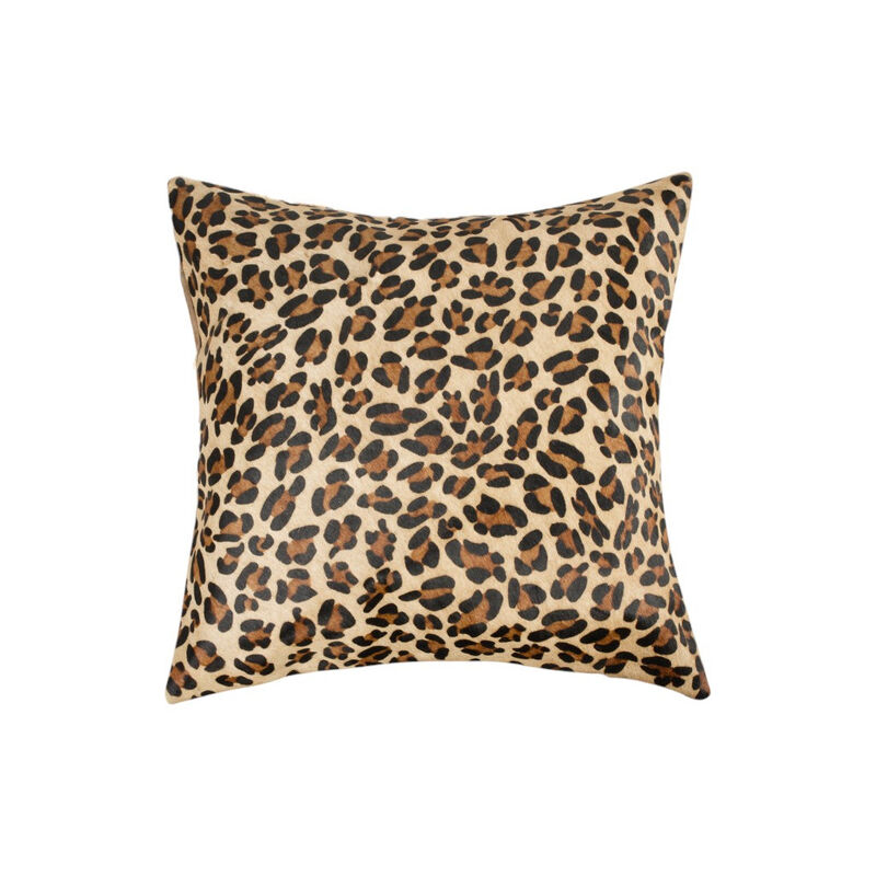 HomeRoots Set of Two 18" Brown and Black Leopard Cowhide Throw Pillows image number 3