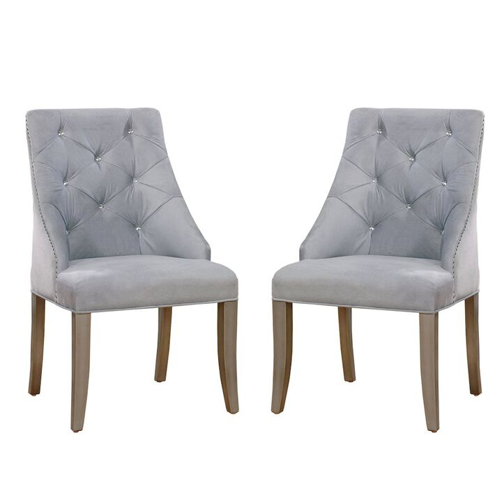 Simple Relax Dining Chair, Silver/Light Gray Set of 2