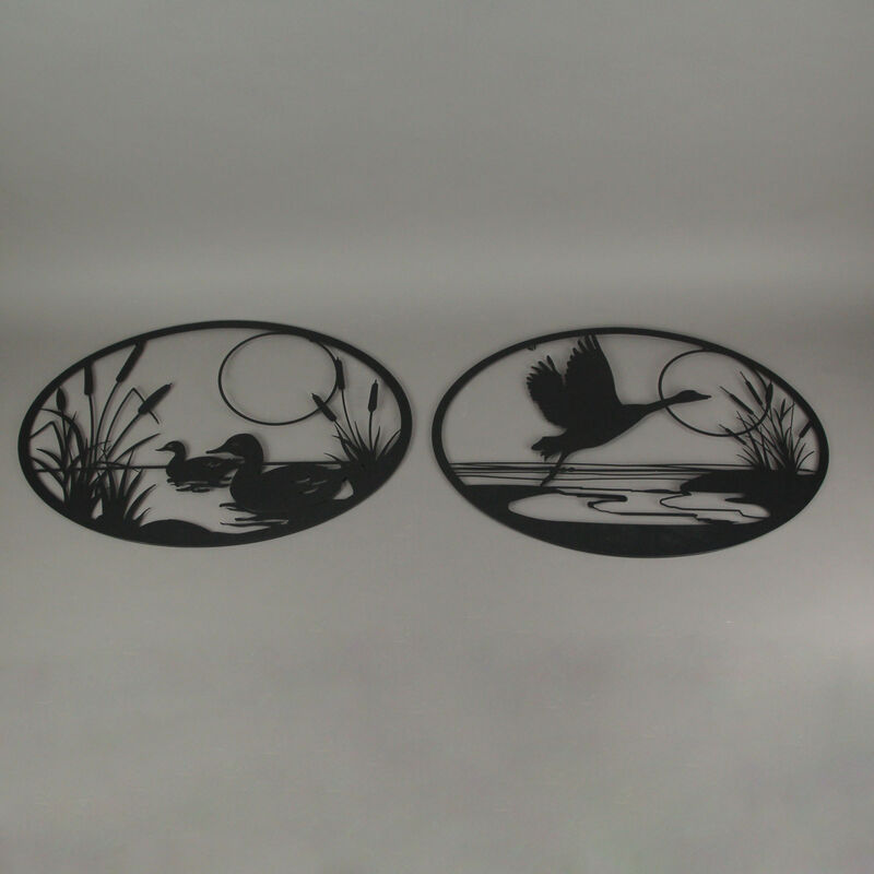 Set of 2 Black Metal Goose And Ducks Wall Art Decorative Sculpture Home Decor image number 3