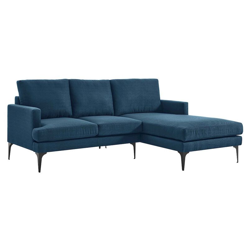 Modway Evermore Right-Facing Metal and Fabric Sectional Sofa in Azure Blue image number 0