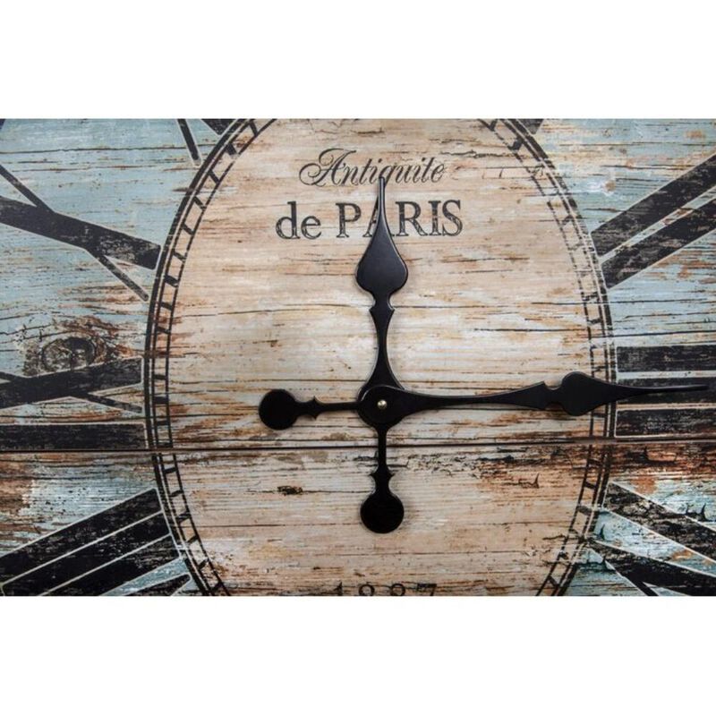 Turquoise Oversized Distressed Paris Wood Wall Clock