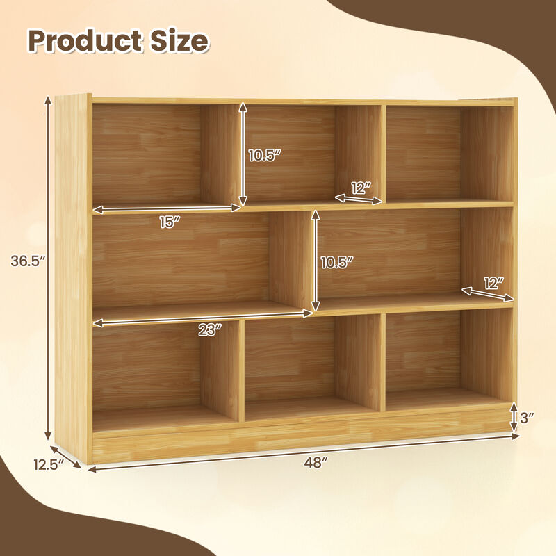 3-Tier Open Bookcase 8-Cube Floor Standing Storage Shelves Display Cabinet