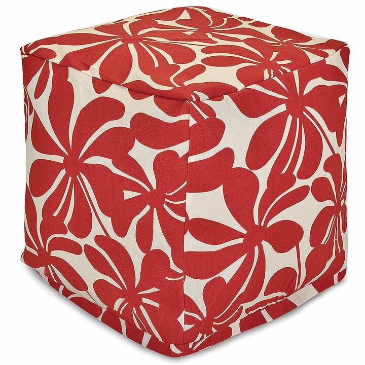 Majestic Home Goods Cube Pouf Plantation Red