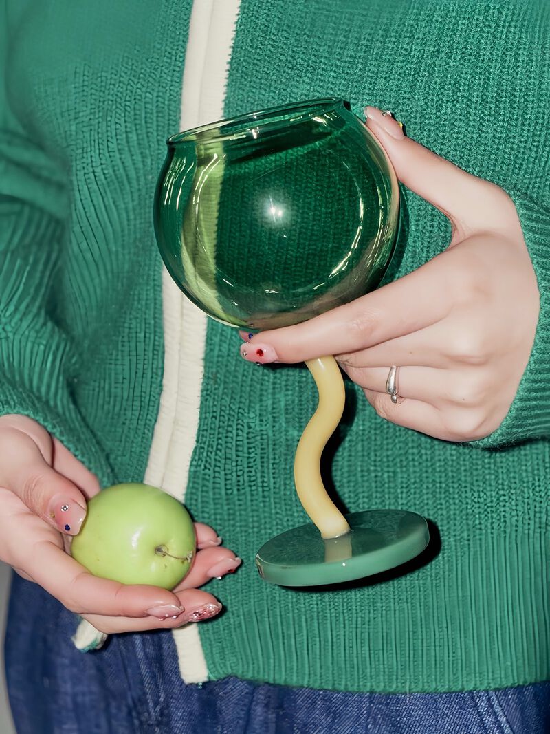 Handblown Bubble Wine Glass image number 1