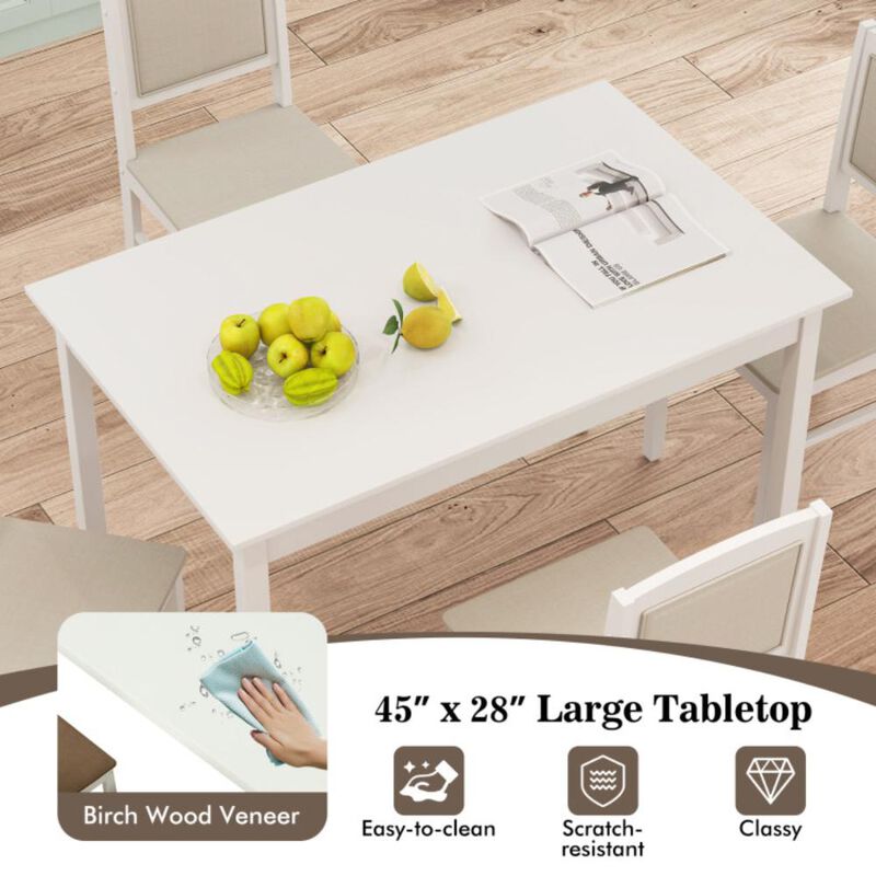 Hivvago 5-Piece Dining Set for 4 with Rubber Wood Legs for Small Dining Room