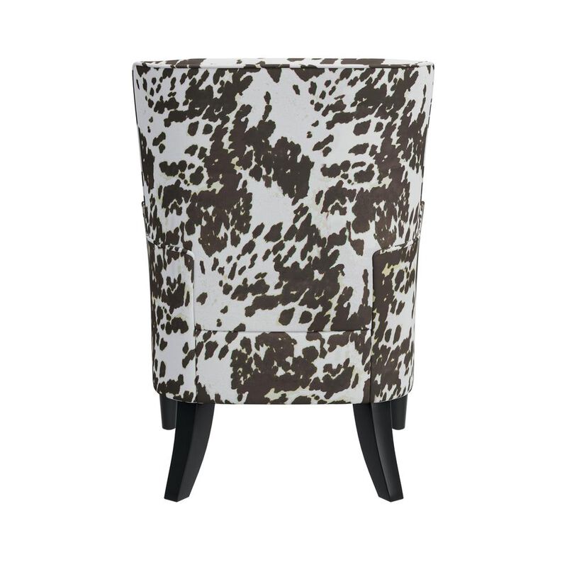 HL Home Furnishings Shelter High Back Wingback Chair in Velvet Brown Cow Print