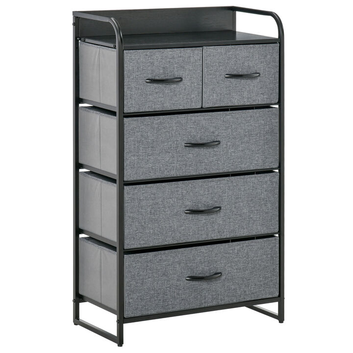 Hivvago 5-Drawer Fabric Dresser Organizer with Steel Frame