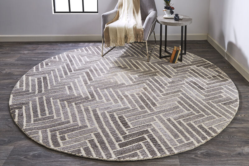 Asher 8768F Taupe/Gray/Tan 8' x 8' Round Rug image number 2