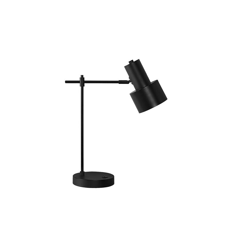 Monarch Specialties I 9647 - Lighting, 21"H, Table Lamp, Usb Port Included, Black Metal, Black Shade, Modern image number 1
