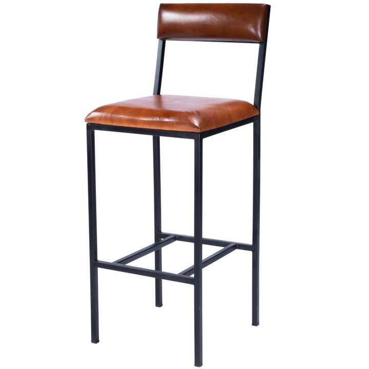 Classic Leather And Metal Bar Stool