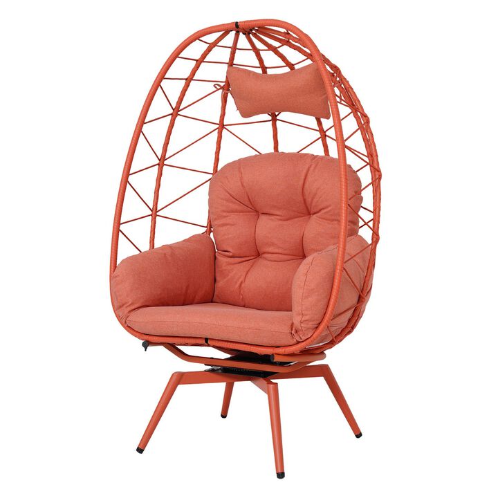 Hivvago Wicker Patio Egg Chair with Thick Cushions