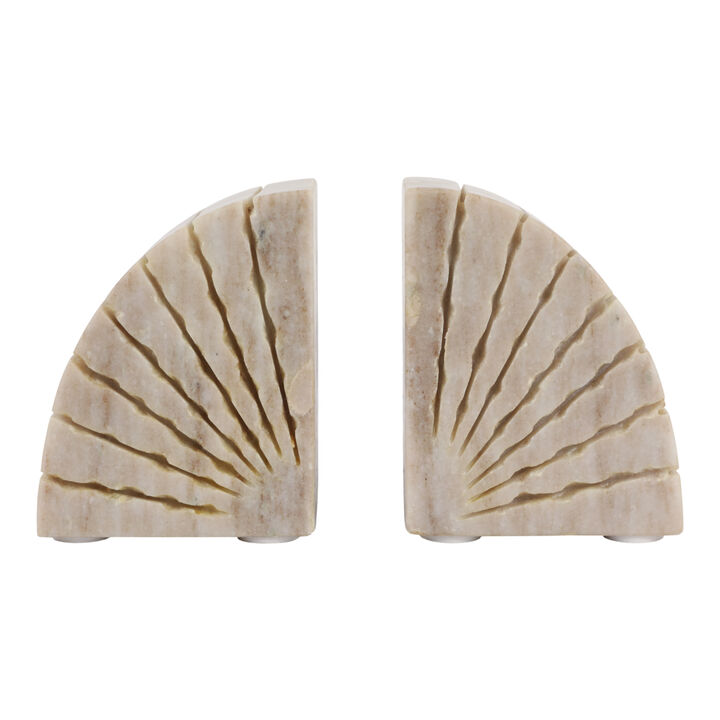 S/2 5" Marble Bookends, Tan