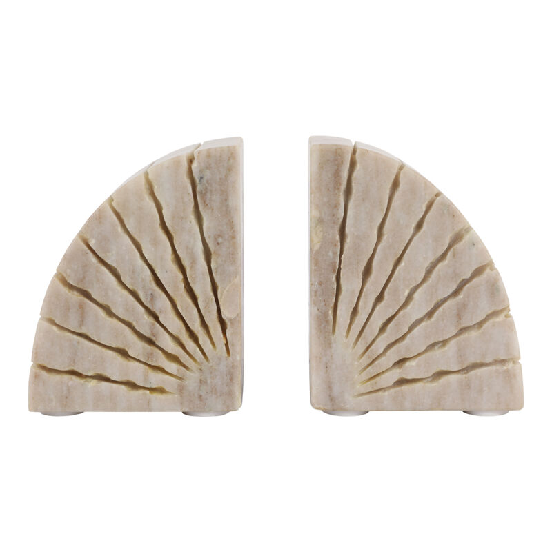 S/2 5" Marble Bookends, Tan image number 0