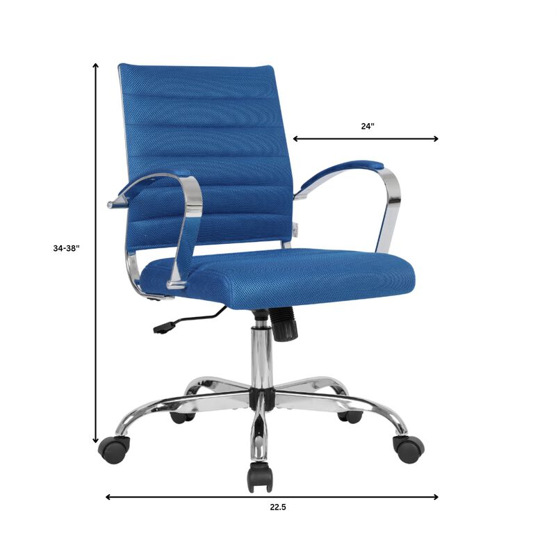 LeisureMod Office Upholstered Mesh Mid-Back Computer Ergonomic Adjustable Modern Task Chair with Swivel and Tilt Benmar Series