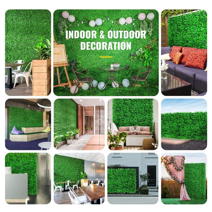 6PCS Artificial Boxwood Hedge Wall Panels UV Resistant Privacy Fence Grass for Indoor Outdoor-Green