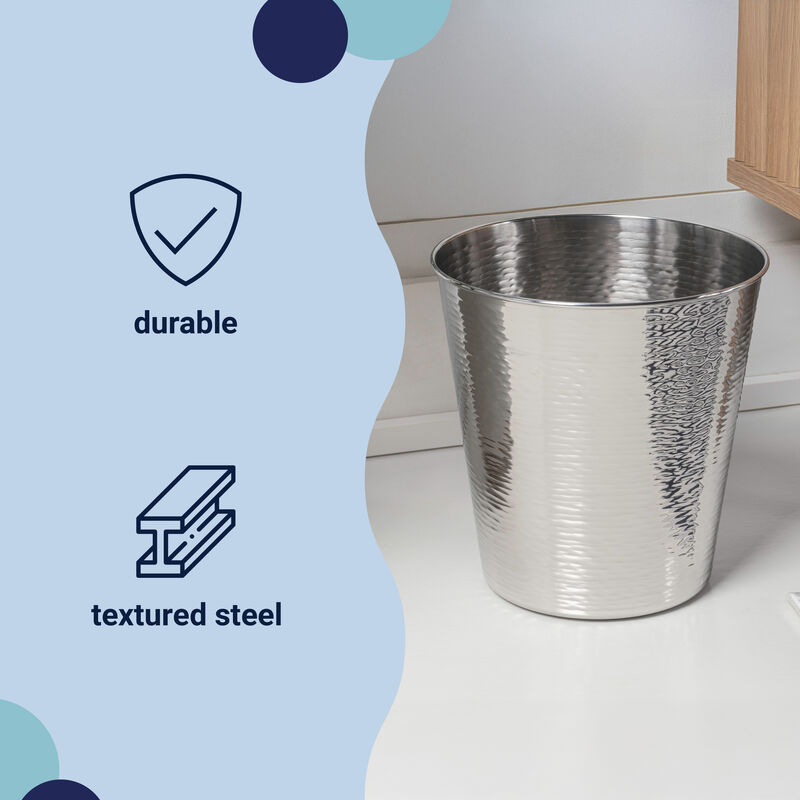 Remi Modern Classic Textured Steel 2-Gallon Wastebasket