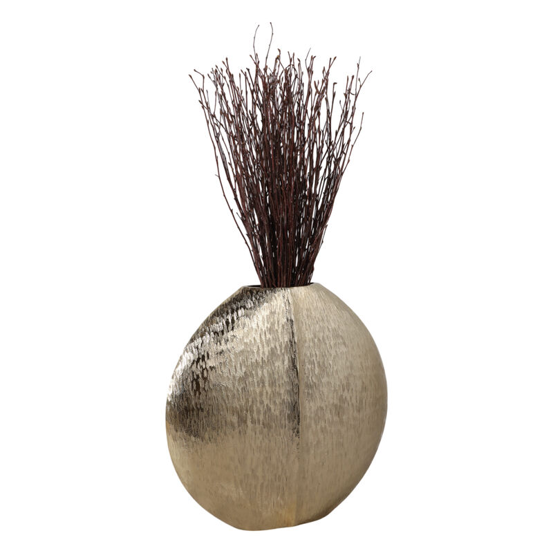 14x14" Modern Round Metal Vase, Gold image number 1