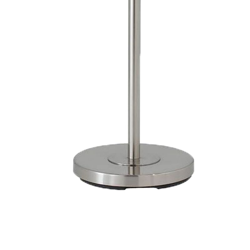 Metal Round 3 Way Floor Lamp with Spider Type Shade, Silver and Brown - Benzara