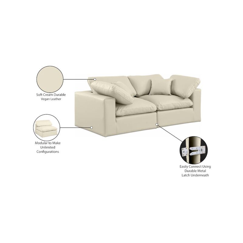 Meridian Furniture Comfy Cream Vegan Leather Modular Sofa
